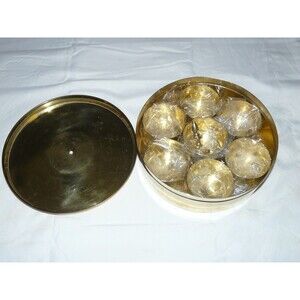 8" JAMM Ambika Heavy Brass Masala Dabba Spice Box w/ 7 Containers Gold Color NEW
